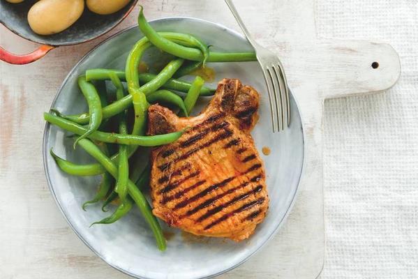 grilled pork chops with green beans