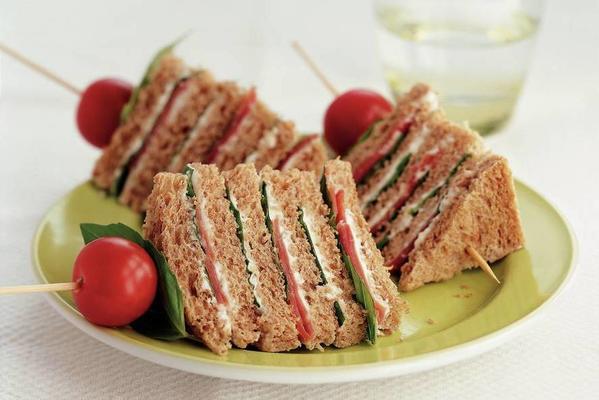 bread skewers with magor and parma ham