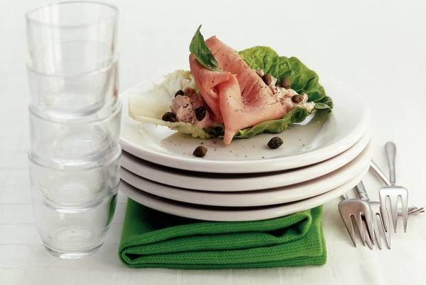 fricandeau with tuna in lettuce leaf