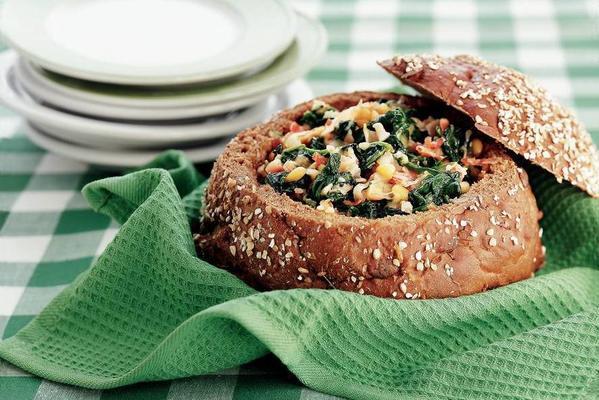 stuffed bread roll with spinach