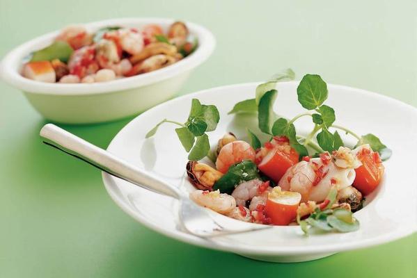 salad of seafood and sea aster