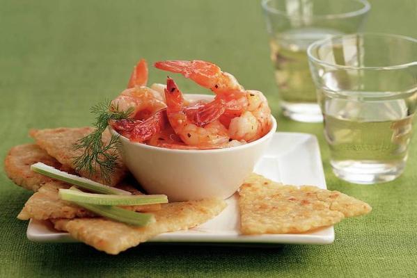crispy fennel biscuits with shrimps