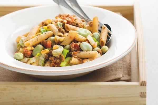 penne with broad beans and pine nuts