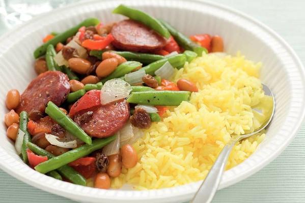 bean pan with sweet-spicy peppers