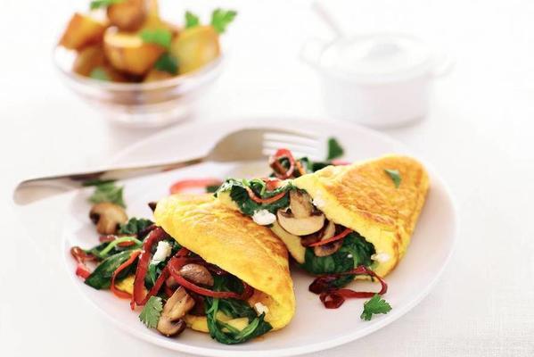 goat cheese omelette with vegetables