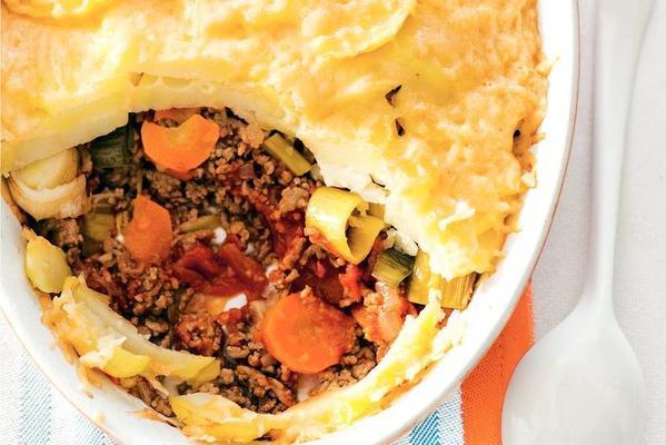 casserole with minced meat and vegetables