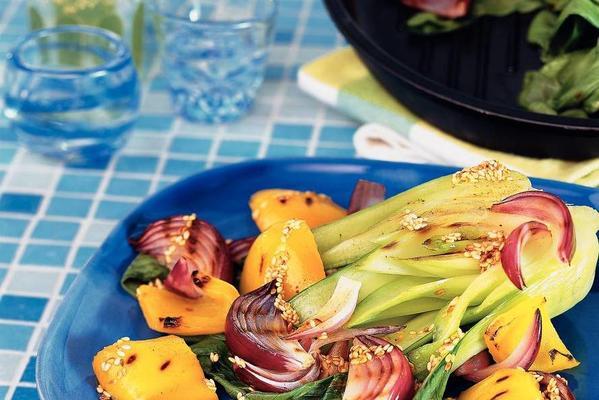 salad of grilled vegetables with sesame dressing