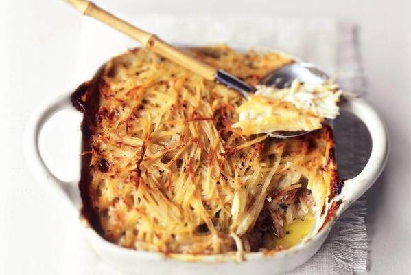 potato julienne with shallot and anchovies