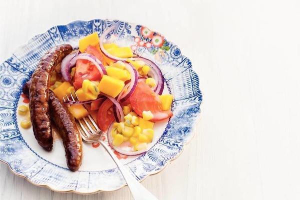 mango salad with beef sausages