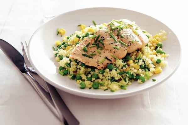 steamed salmon with citrus couscous
