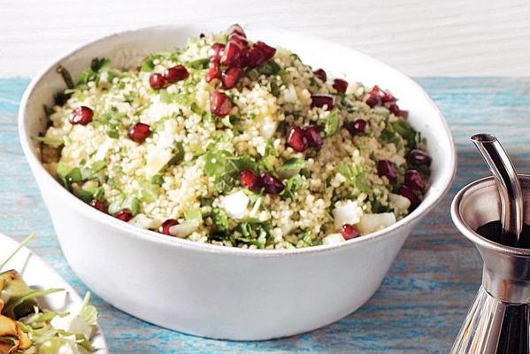 Moroccan couscous with fresh herbs and pomegranate