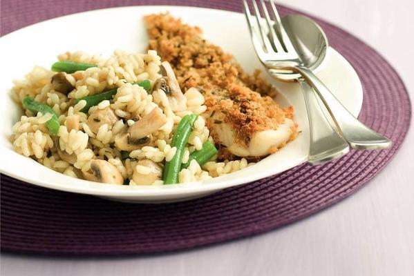 crispy tilapia fillets with green beans risotto