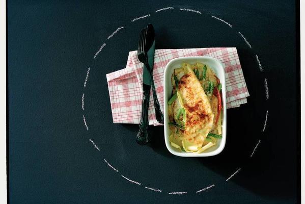 lasagna with asparagus and pastrami