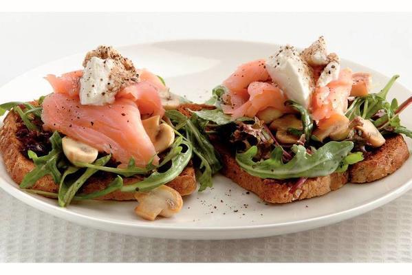 giant crostini with salmon and ricotta