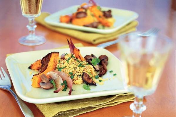 couscous with roasted pumpkin and mushrooms