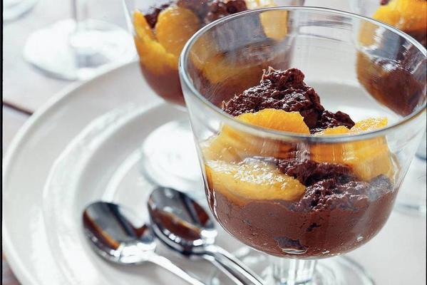 chocolate mousse with orange compote