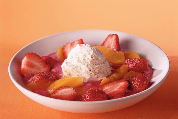 fruit soup with ice cream