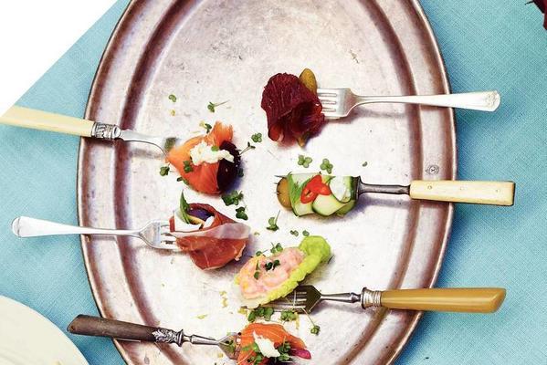 festive fork with smoked salmon