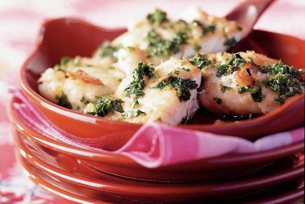 stewed cod with herbs in olive oil