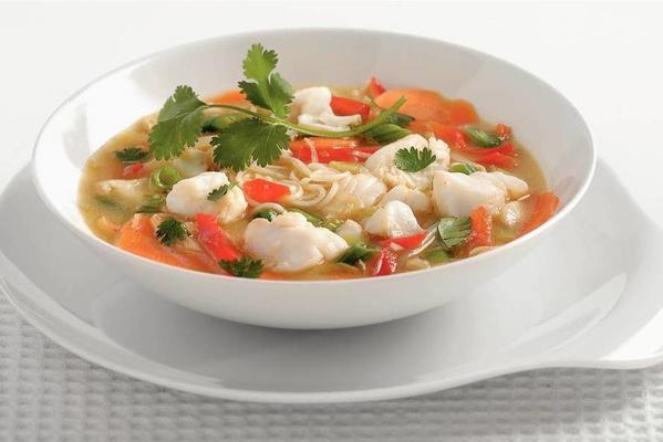 coconut meal soup with fish and noodles