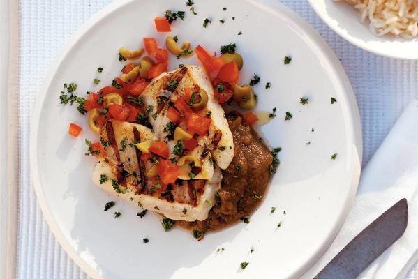grilled tilapia with eggplant puree