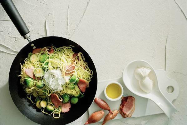 tagliolini with sprouts and smoked duck