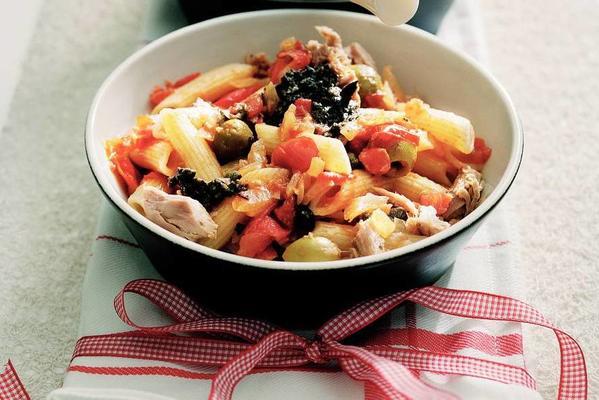 penne with tuna in tomato capers