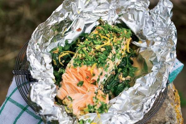 salmon with spinach and papillotte