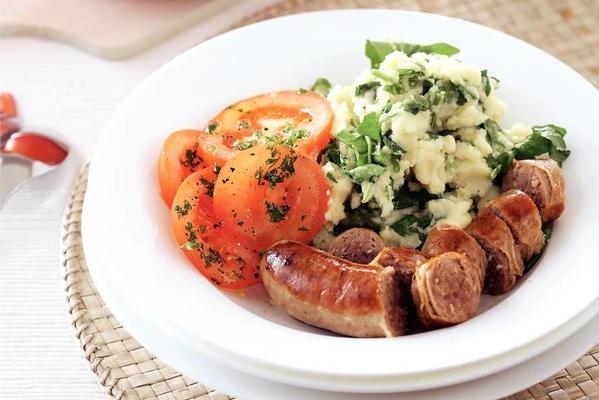 grilled sausage with watercress stew
