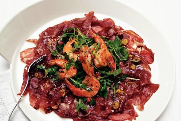 carpaccio with grilled shrimps