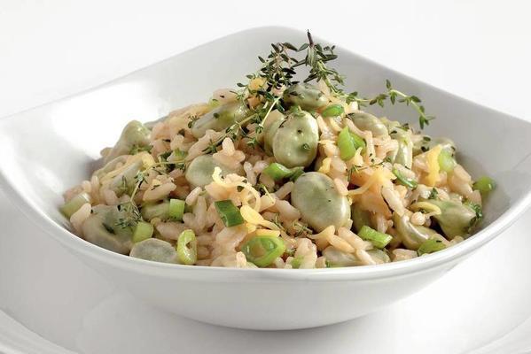cheese-thyme risotto with green beans