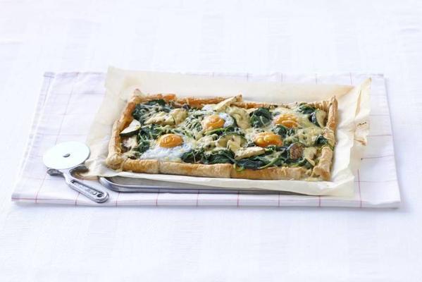 plate pie with spinach and zucchini