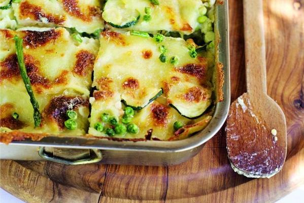 lasagna with green vegetables