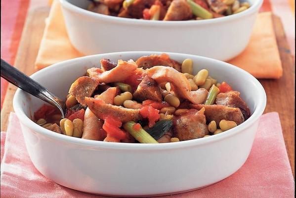 bean dish with sausages