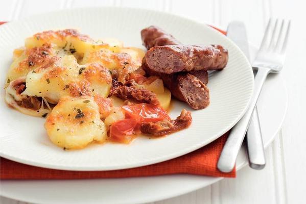 Italian potato dish with sausages