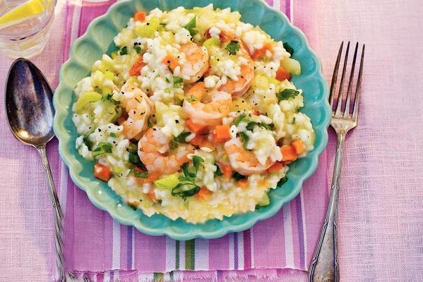 risotto with vegetables and prawns