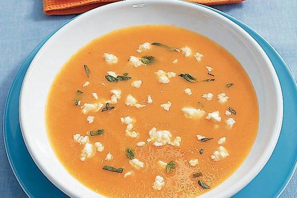 pumpkin soup with white cheese and mint