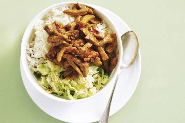 babi soy sauce with chinese cabbage and rice