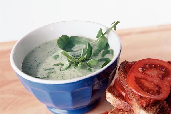 cream cheese soup with watercress