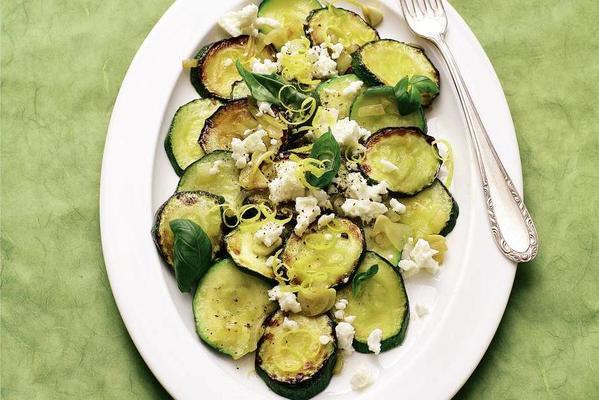 zucchini with white cheese cubes