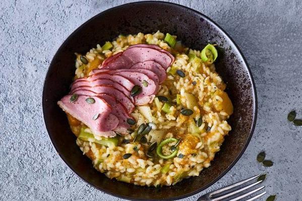 pumpkin risotto with smoked duck breast