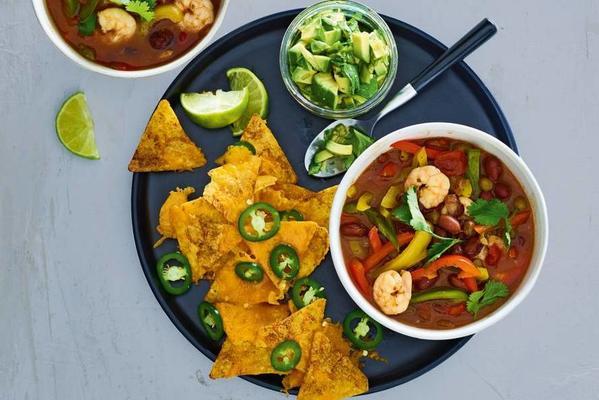 mexican bean soup with prawns