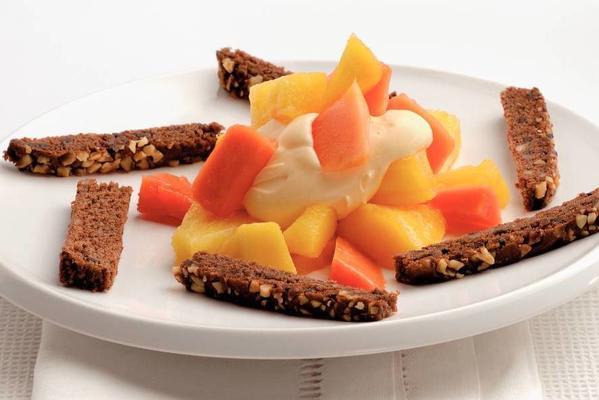 tropical fruit salad with lawyer cream