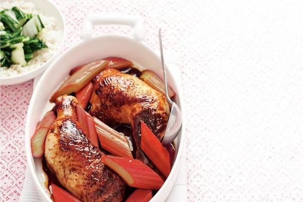 sweet soy chicken with rhubarb