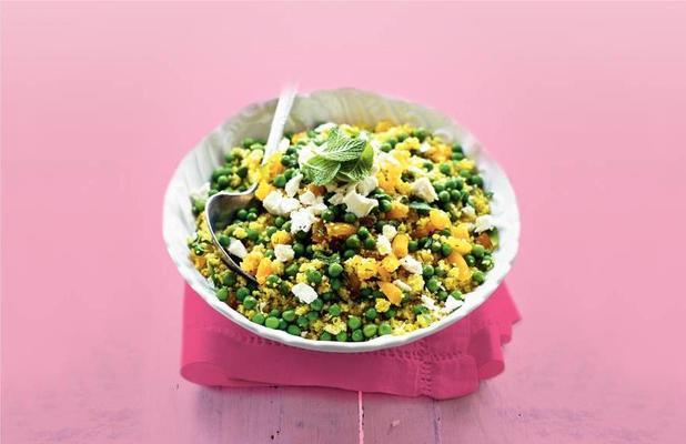 spring couscous with goat's cheese