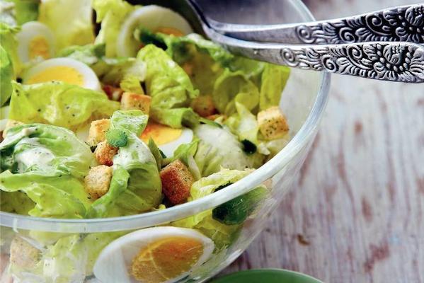 cabbage lettuce with mint mayonnaise and egg