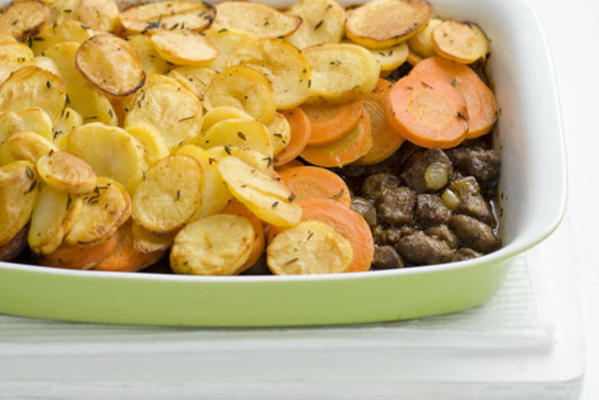 casserole with meatballs and winter carrot