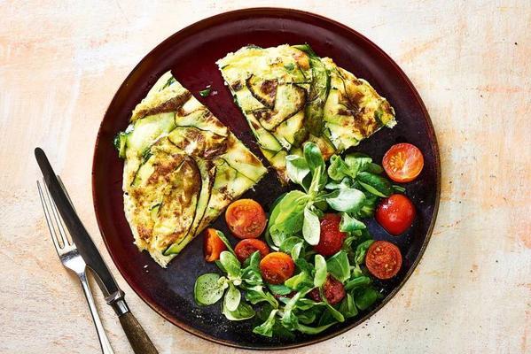 organic zucchini omelet with ricotta and lamb's lettuce
