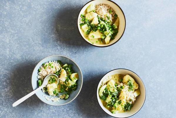 thai green curry with cod and peas