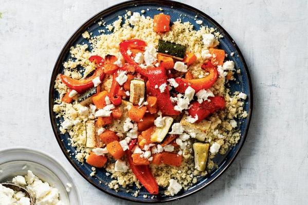couscous with roasted vegetables and feta